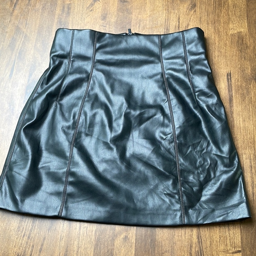 Black faux leather skirt